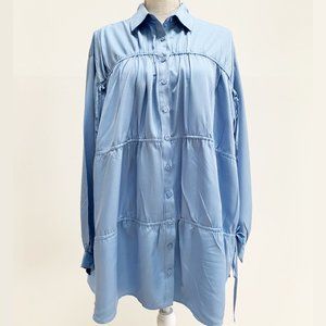 NWT Kittenish Periwinkle Blue Shift Shirt Dress with Ties